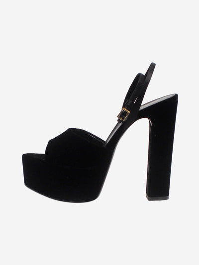 Black La Scandale velvet peep-toe platform sandals - size EU 37.5 Heels Saint Laurent 