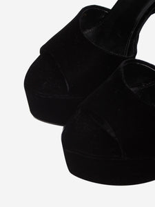 Saint Laurent Black La Scandale velvet peep-toe platform sandals - size EU 37.5