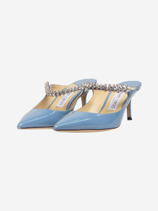Jimmy Choo Blue patent leather embellished heels - size UK 4.5