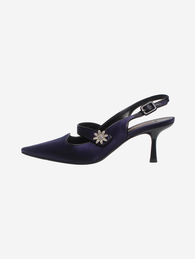 Blue satin heels with diamante detail - size UK 4.5 Heels Fabrizio Viti 