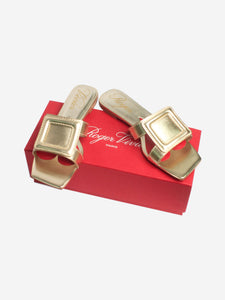 Roger Vivier Gold buckle heart sandals - size EU 39 (UK 6)