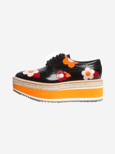Black floral platform shoes - size EU 38 (UK 5) Flat Shoes Prada 
