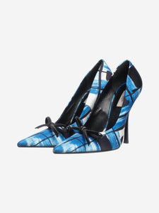 Prada Blue satin printed bow heels - size EU 39 (UK 6)