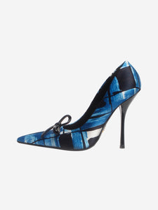 Prada Blue satin printed bow heels - size EU 39 (UK 6)