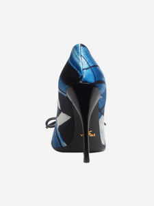 Prada Blue satin printed bow heels - size EU 39 (UK 6)