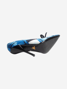 Prada Blue satin printed bow heels - size EU 39 (UK 6)