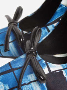 Prada Blue satin printed bow heels - size EU 39 (UK 6)