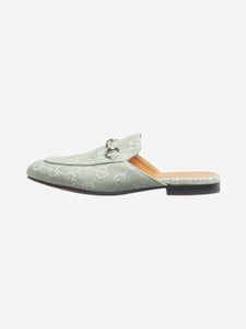 Gucci Light green GG canvas Horsebit mules - size EU 37