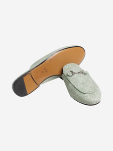 Gucci Light green GG canvas Horsebit mules - size EU 37