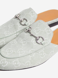 Gucci Light green GG canvas Horsebit mules - size EU 37