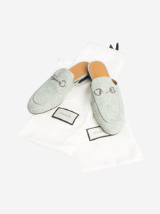 Gucci Light green GG canvas Horsebit mules - size EU 37