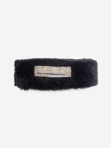 Swarovski Black faux-fur crystal embellished neck warmer