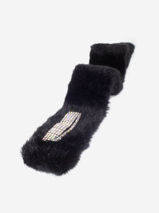 Swarovski Black faux-fur crystal embellished neck warmer