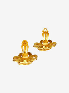 Chanel Gold CC floral clip on earrings