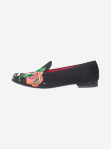 Penelope Chilvers Black canvas embroidered shoes - size EU 39.5