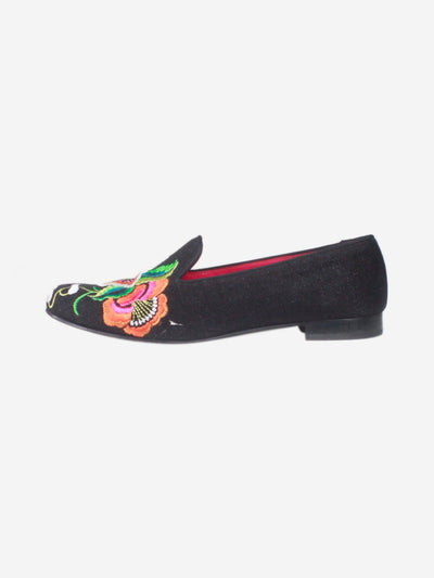 Black canvas embroidered shoes - size EU 39.5 Flat Shoes Penelope Chilvers 