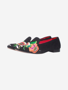 Penelope Chilvers Black canvas embroidered shoes - size EU 39.5