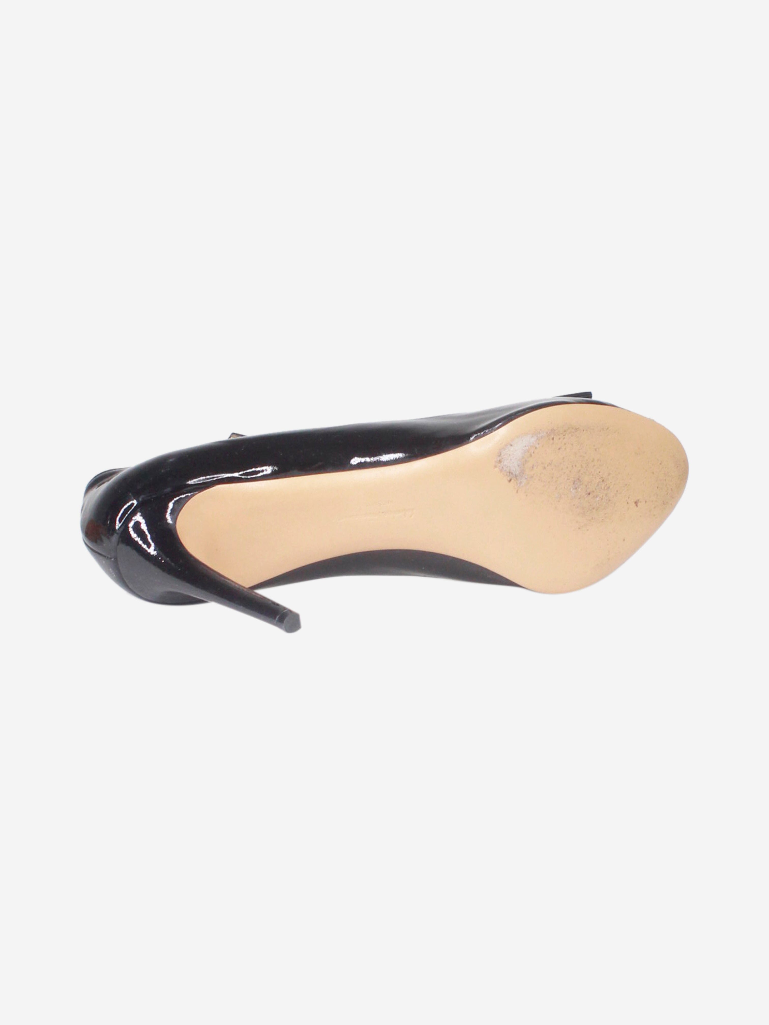 Black patent peep toe heels - size EU 41.5 Heels Salvatore Ferragamo 