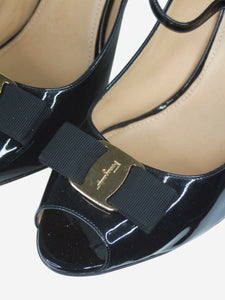 Salvatore Ferragamo Black patent peep toe heels - size EU 41.5