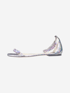 Jimmy Choo Silver sparkly flat sandals - size EU 39.5