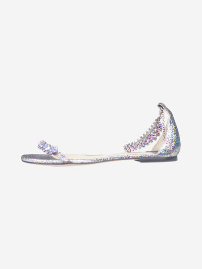 Silver sparkly flat sandals - size EU 39.5 Flat Sandals Jimmy Choo 