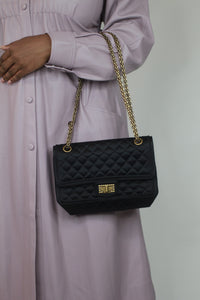 Versace Black patent quilted shoulder bag