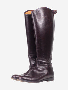 Giorgio Armani Brown glossy-leather boots - size EU 36