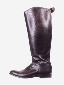 Giorgio Armani Brown glossy-leather boots - size EU 36