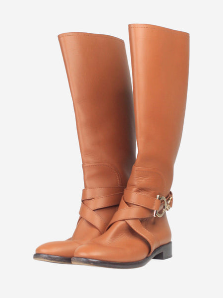 Brown leather riding boots - size UK 6.5 alternate image