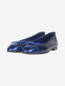 Chanel Blue patent leather bow ballet flats - size EU 38