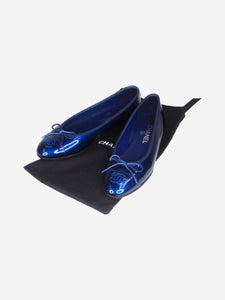 Chanel Blue patent leather bow ballet flats - size EU 38