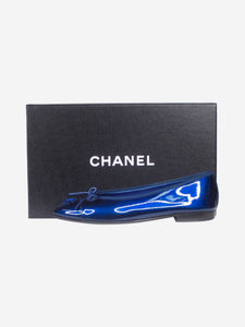 Chanel Blue patent leather bow ballet flats - size EU 38