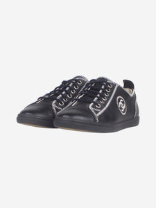 Chanel Black leather contrast-stitched trainers - size EU 38