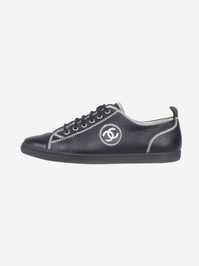 Black leather contrast-stitched trainers - size EU 38 Trainers Chanel 