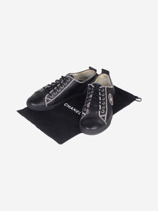 Chanel Black leather contrast-stitched trainers - size EU 38