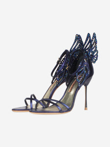 Sophia Webster Dark blue bejewelled wing sandal heels - size EU 40