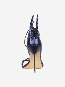 Sophia Webster Dark blue bejewelled wing sandal heels - size EU 40