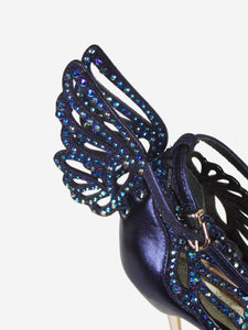 Sophia Webster Dark blue bejewelled wing sandal heels - size EU 40