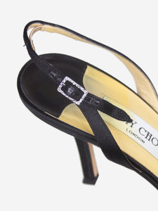 Jimmy Choo Black satin bejewelled slingback pumps - size EU 38