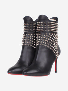 Christian Louboutin Black leather spiked ankle boots - size EU 37.5