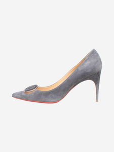 Christian Louboutin Grey suede pointed-toe pumps - size EU 38.5