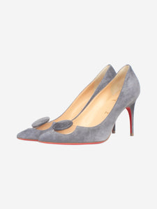 Christian Louboutin Grey suede pointed-toe pumps - size EU 38.5