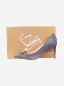 Christian Louboutin Grey suede pointed-toe pumps - size EU 38.5