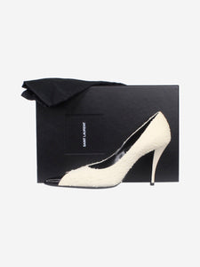 Saint Laurent Cream boucle pointed-toe pumps - size EU 39.5