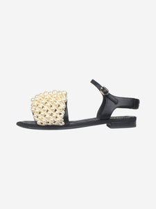 Chanel Black faux-pearl embellished slingback sandals - size EU 39