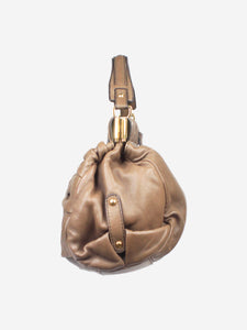 Valentino Brown gathered leather shoulder bag