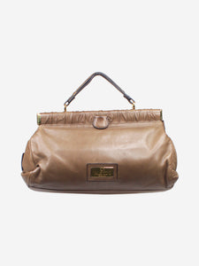 Valentino Brown gathered leather shoulder bag