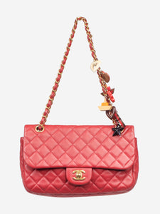 Chanel Red 2010 medium lambskin Classic Single Flap bag