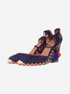 Aquazurra Dark blue wedge espadrille pumps - size EU 40