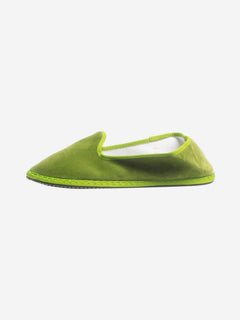 Green velvet slippers - size EU 38 Flat Shoes The Closet 